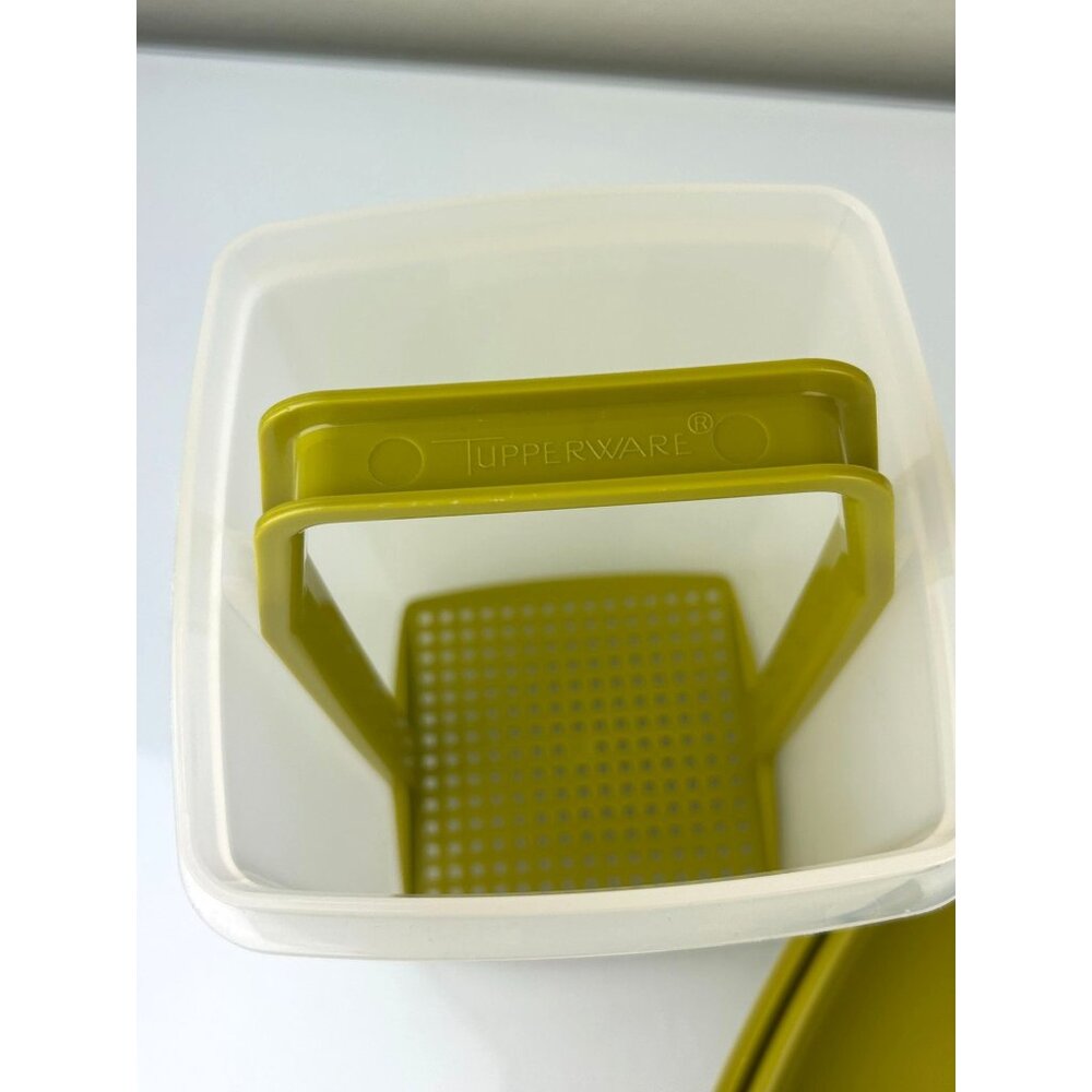 Vintage 70s Tupperware Pick-a-Deli Pickle Keeper Strainer Avacado Green Retro - Picture 8 of 13